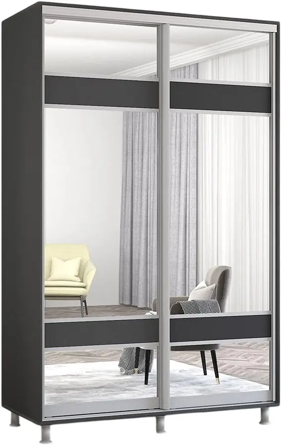 Dulap-cupe Mobildor Aron cu oglinda K3 Zebra 140x200x60 (Anthracite)