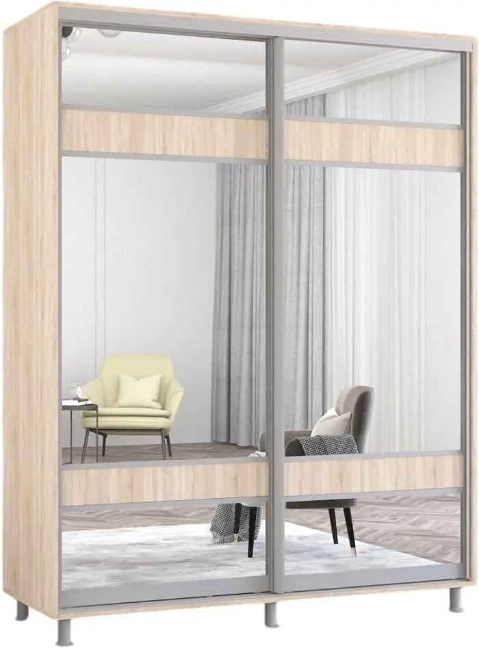 Dulap-cupe Mobildor Aron cu oglinda K3 Zebra 170x200x60 (Sonoma Oak)