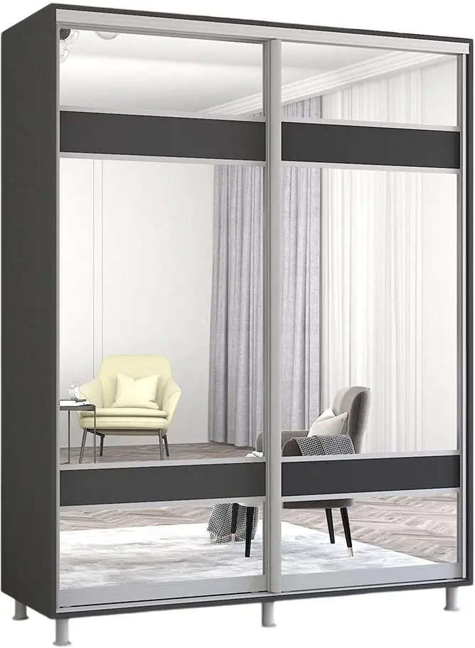 Dulap-cupe Mobildor Aron cu oglinda K3 Zebra 170x210x60 (Anthracite)