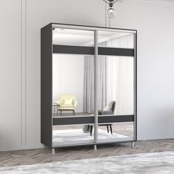 Dulap-cupe Mobildor Aron cu oglinda K3 Zebra 170x210x60 (Anthracite)