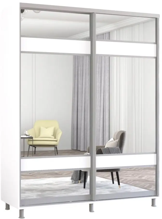 Шкаф-купе Mobildor Aron с зеркалом K3 Zebra 180x200x60 (White) - 2