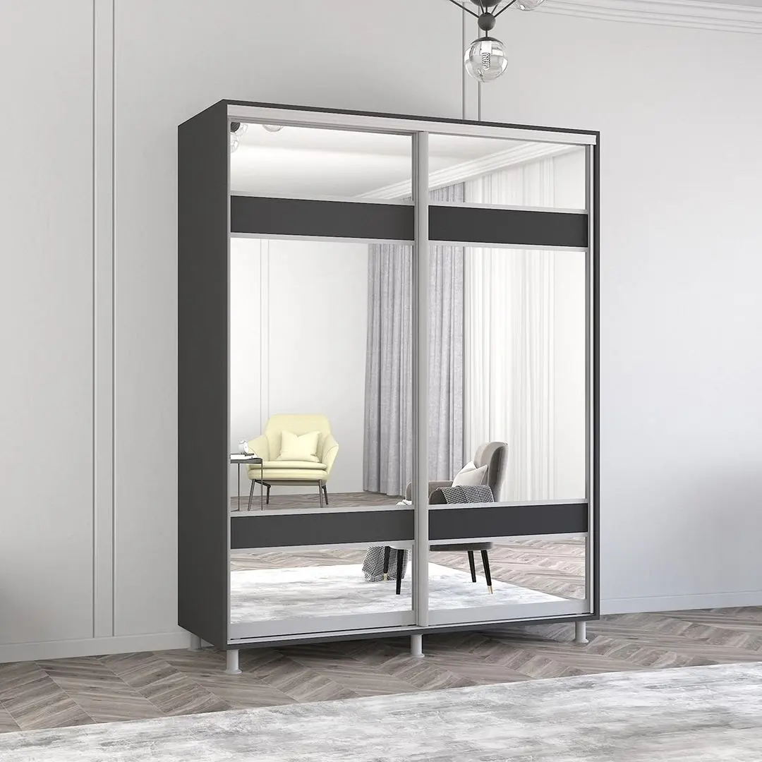 Dulap-cupe Mobildor Aron cu oglinda K3 Zebra 180x230x60 (Anthracite)