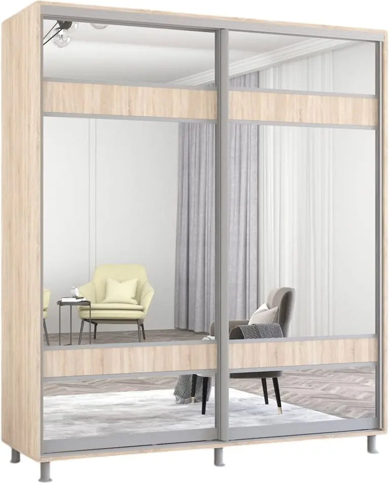 Dulap-cupe Mobildor Aron cu oglinda K3 Zebra 190x200x60 (Sonoma Oak) - 2