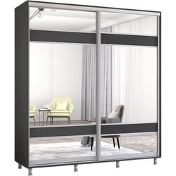 Dulap-cupe Mobildor Aron cu oglinda K3 Zebra 190x220x60 (Anthracite) Thumb