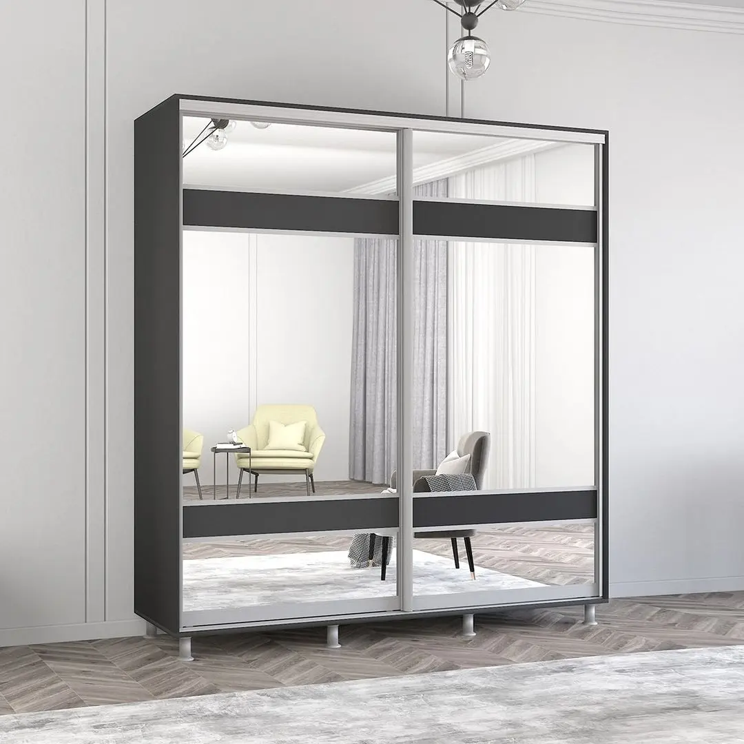 Dulap-cupe Mobildor Aron cu oglinda K3 Zebra 190x240x60 (Anthracite)