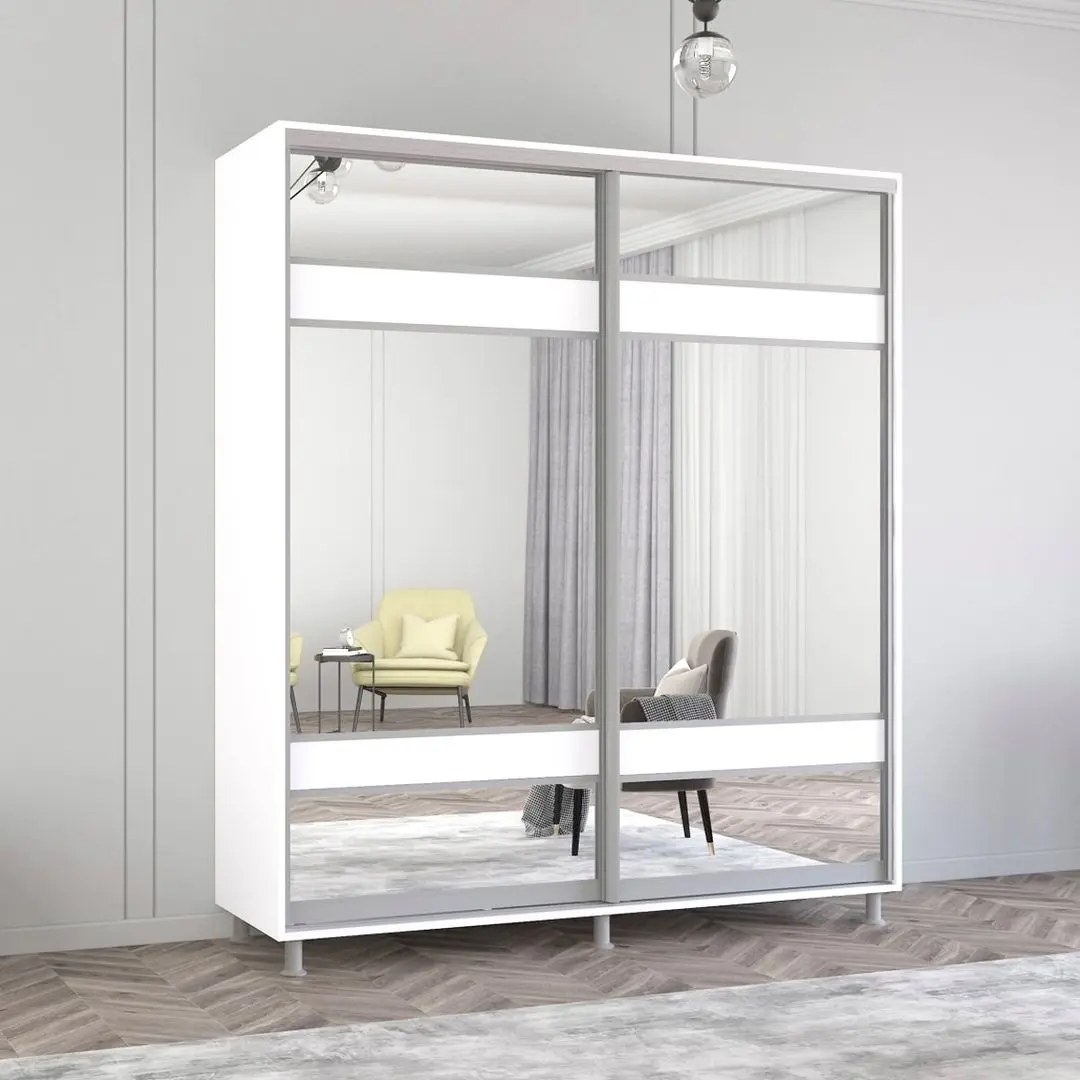 Шкаф-купе Mobildor Aron с зеркалом K3 Zebra 190x240x60 (White)