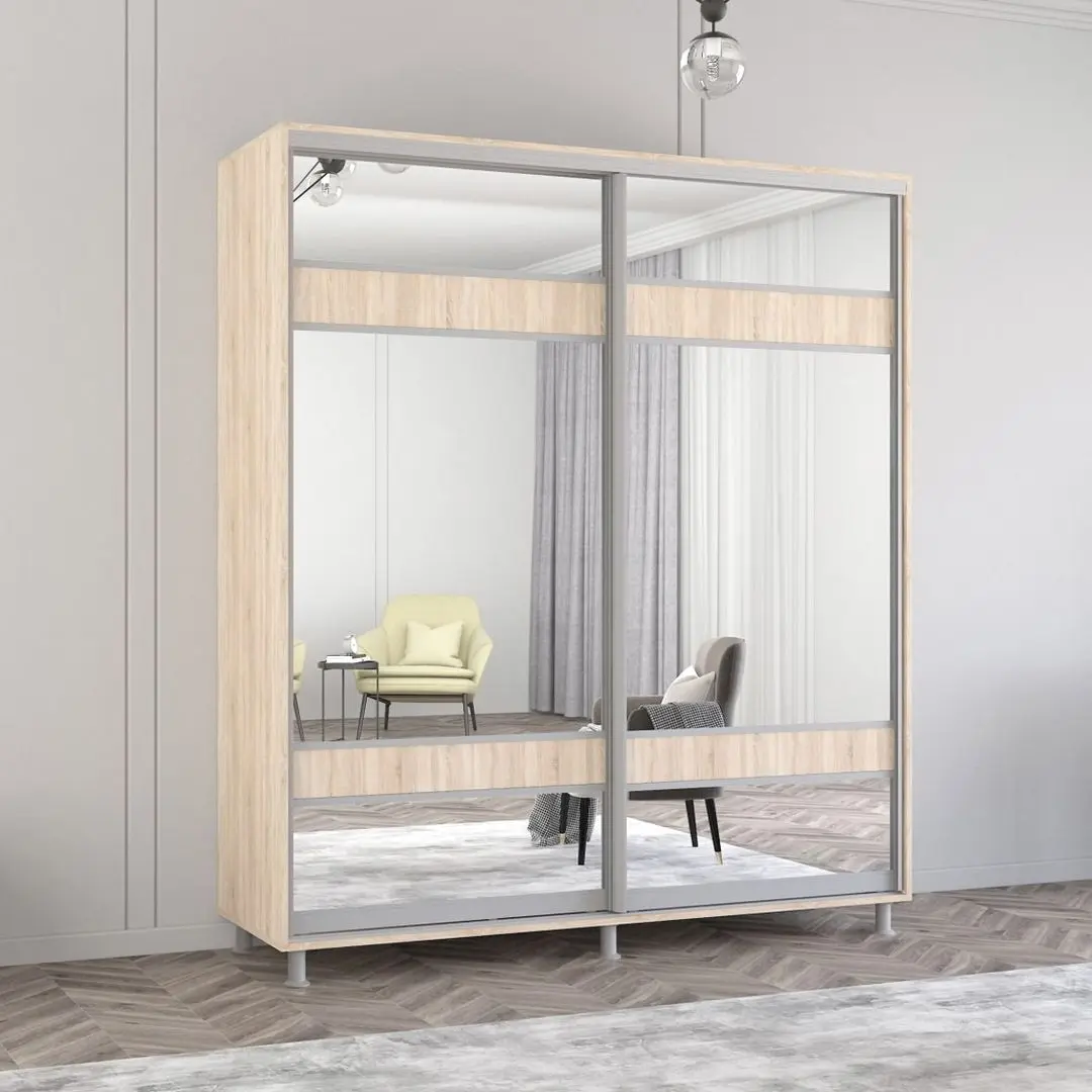 Шкаф-купе Mobildor Aron с зеркалом K3 Zebra 200x200x60 (Sonoma Oak)