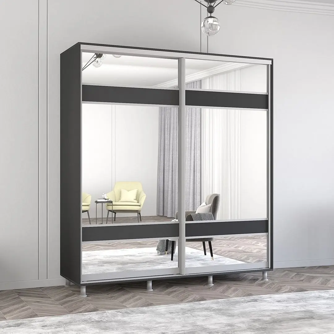 Dulap-cupe Mobildor Aron cu oglinda K3 Zebra 200x240x60 (Anthracite)