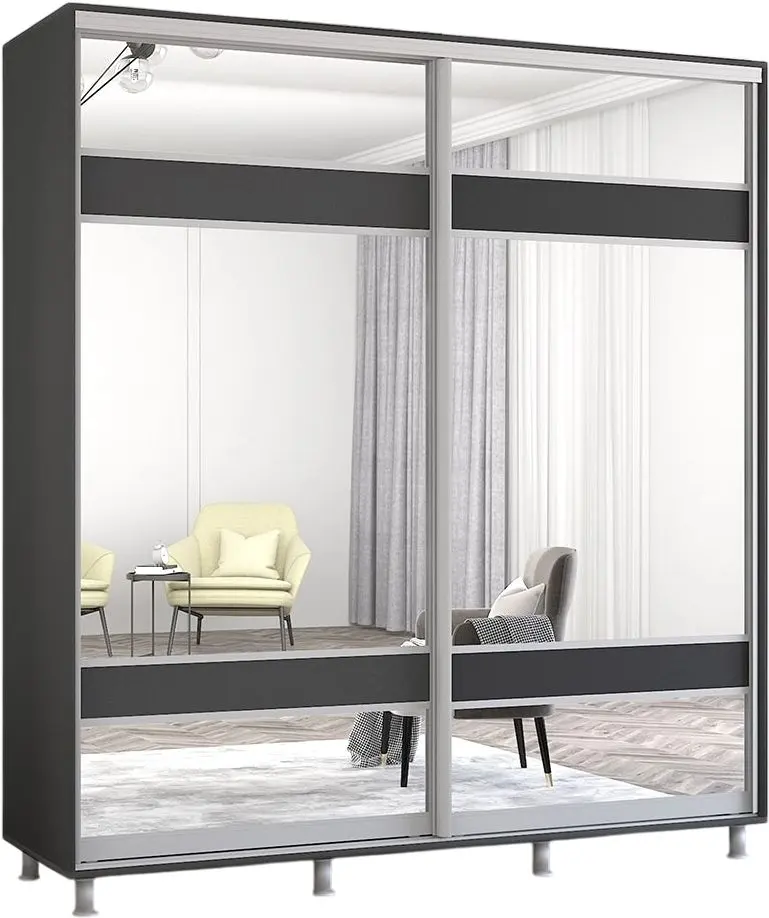 Dulap-cupe Mobildor Aron cu oglinda K3 Zebra 210x220x60 (Anthracite)