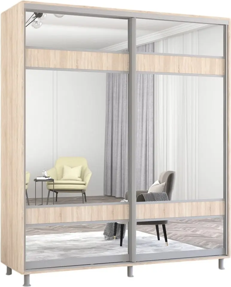 Dulap-cupe Mobildor Aron cu oglinda K3 Zebra 220x210x60 (Sonoma Oak) - 2