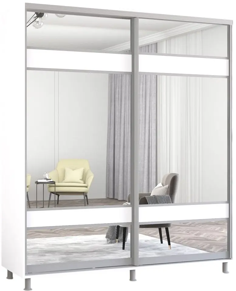 Шкаф-купе Mobildor Aron с зеркалом K3 Zebra 220x220x60 (White) - 2