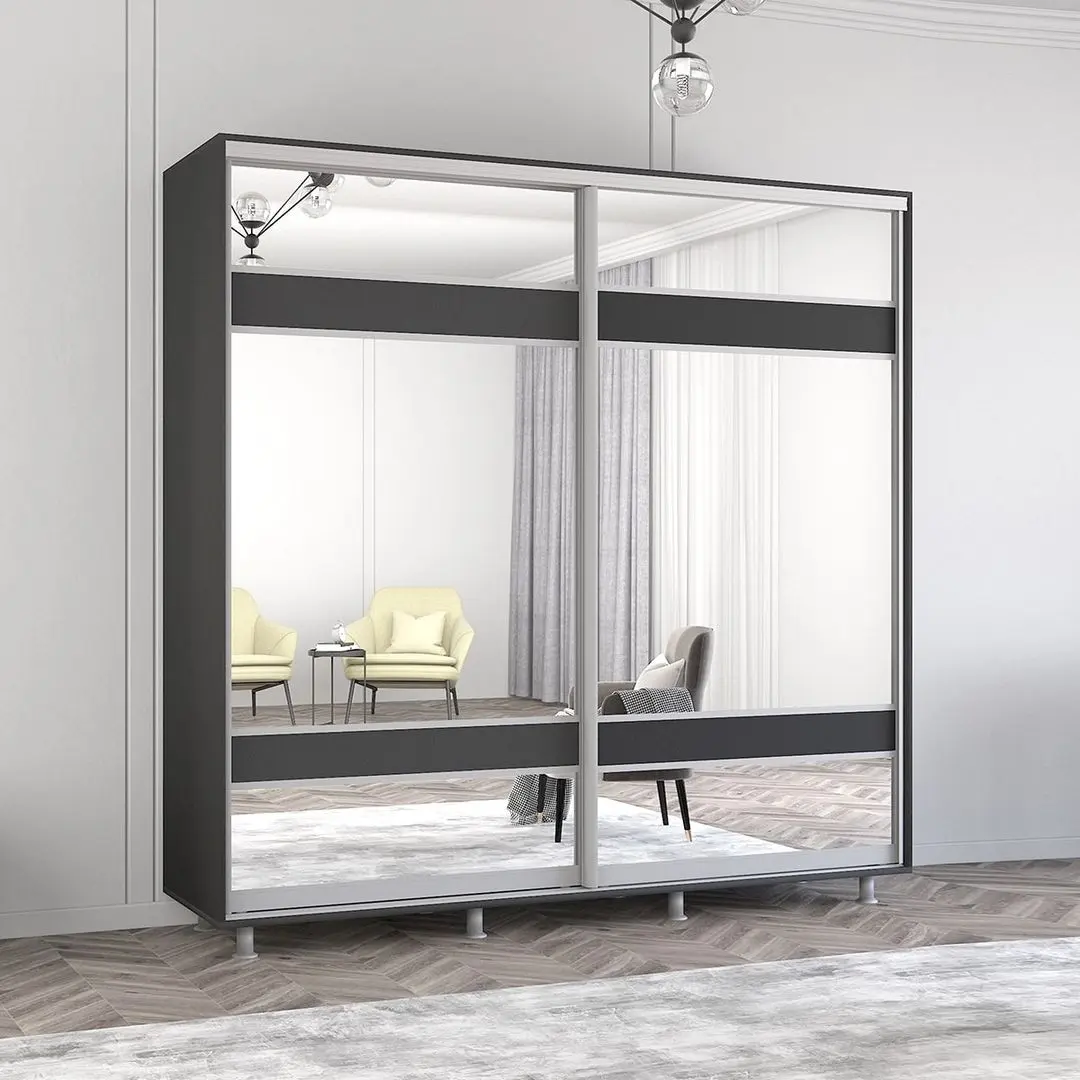 Dulap-cupe Mobildor Aron cu oglinda K3 Zebra 220x230x60 (Anthracite)