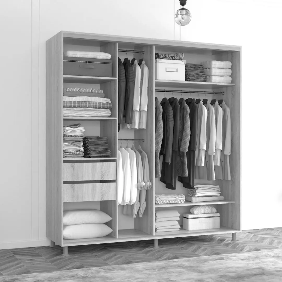 Dulap-cupe Mobildor Aron cu oglinda K3 Zebra 220x240x60 (Anthracite)