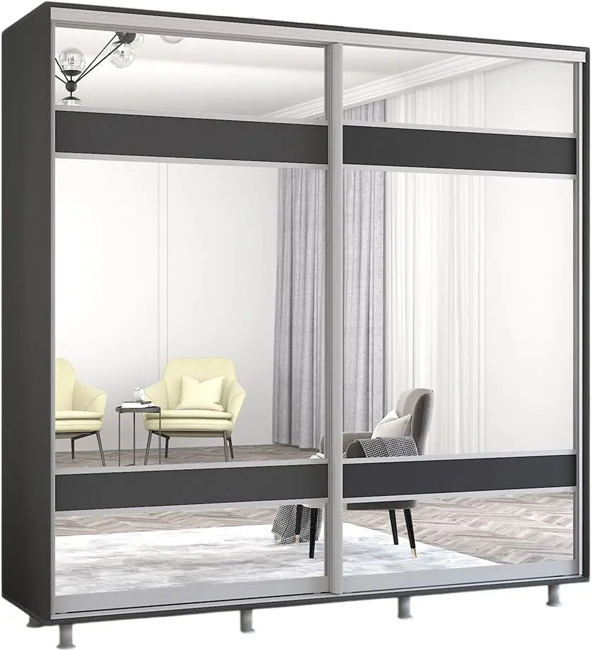 Dulap-cupe Mobildor Aron cu oglinda K3 Zebra 230x210x60 (Anthracite)