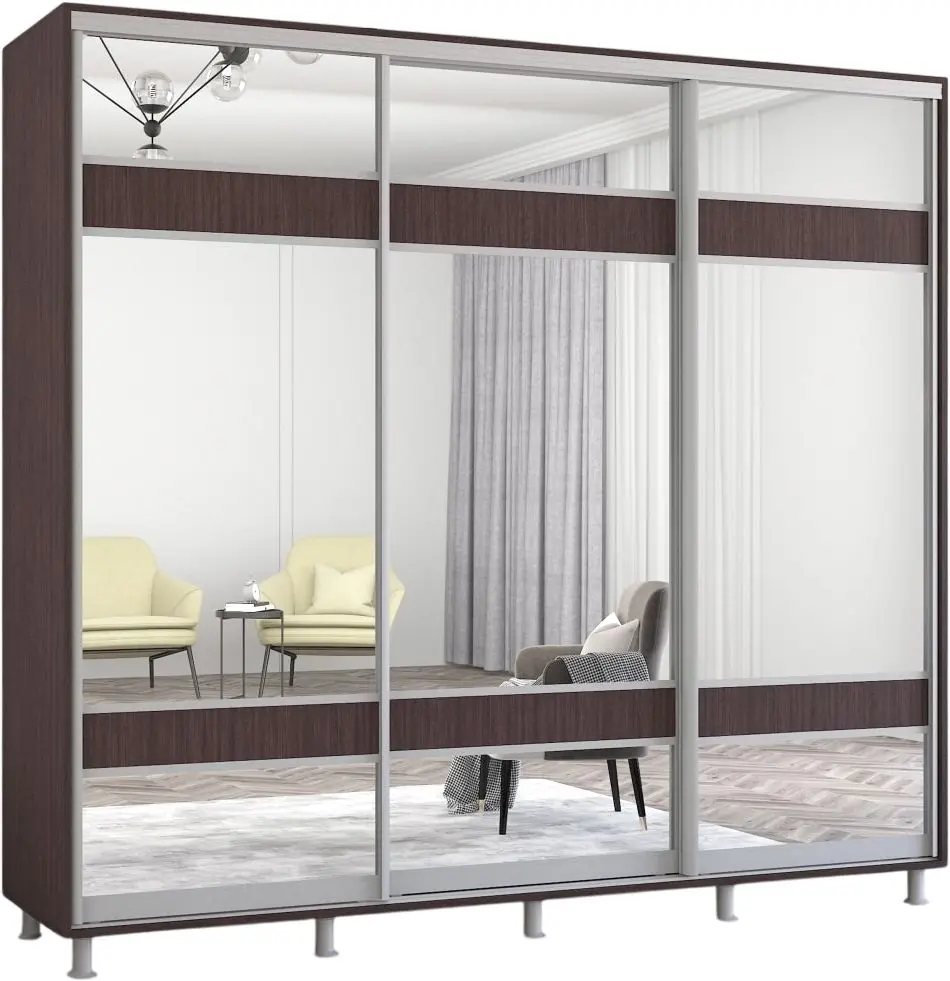 Шкаф-купе Mobildor Aron с зеркалом K3 Zebra 250x210x60 (Wenge Oak)