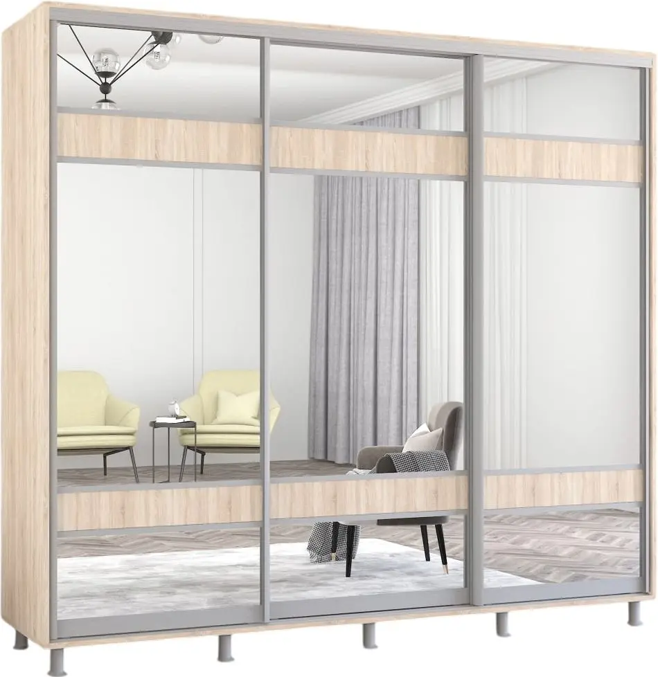 Шкаф-купе Mobildor Aron с зеркалом K3 Zebra 250x230x60 (Sonoma Oak) - 2