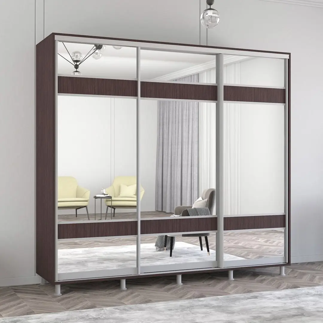 Dulap-cupe Mobildor Aron cu oglinda K3 Zebra 250x230x60 (Wenge Oak)