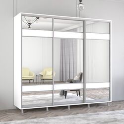 Шкаф-купе Mobildor Aron с зеркалом K3 Zebra 250x230x60 (White)