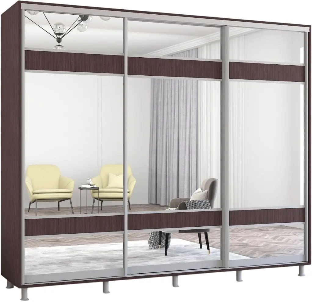 Dulap-cupe Mobildor Aron cu oglinda K3 Zebra 260x200x60 (Wenge Oak)