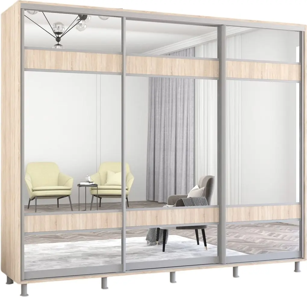 Dulap-cupe Mobildor Aron cu oglinda K3 Zebra 260x220x60 (Sonoma Oak) - 2