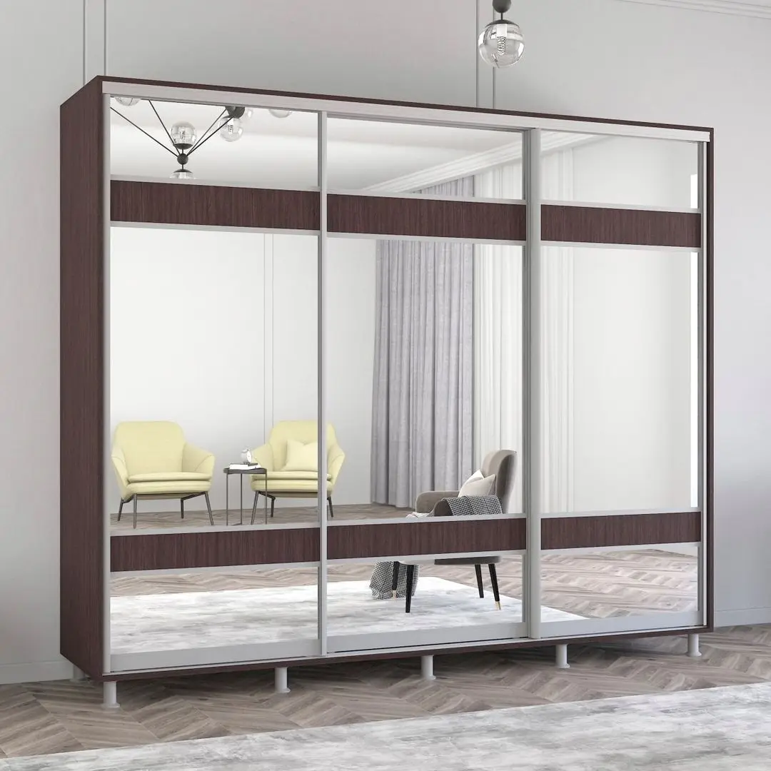 Dulap-cupe Mobildor Aron cu oglinda K3 Zebra 260x240x60 (Wenge Oak)