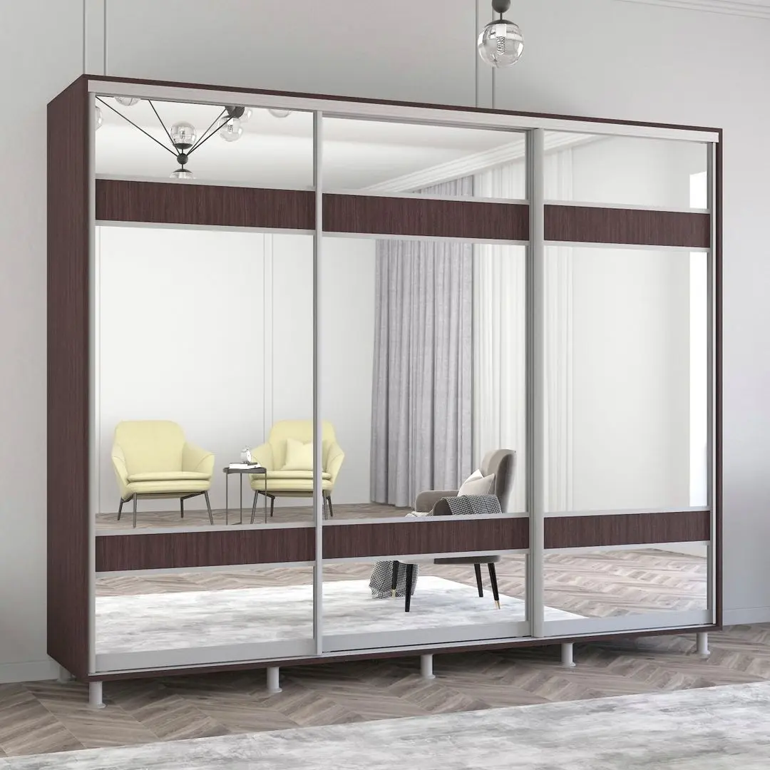 Dulap-cupe Mobildor Aron cu oglinda K3 Zebra 270x200x60 (Wenge Oak)