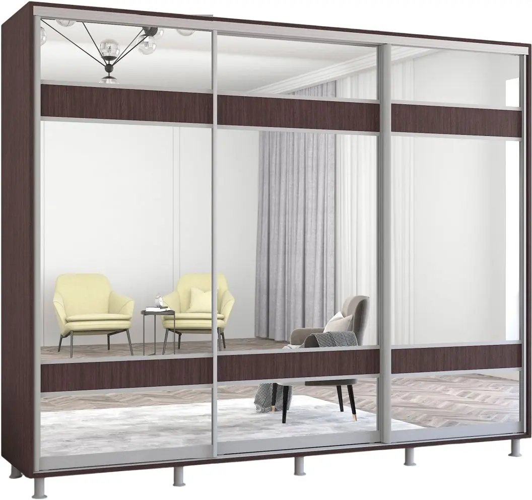 Шкаф-купе Mobildor Aron с зеркалом K3 Zebra 270x210x60 (Wenge Oak)