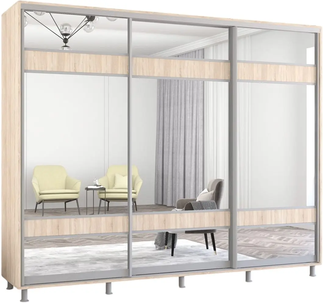 Dulap-cupe Mobildor Aron cu oglinda K3 Zebra 270x230x60 (Sonoma Oak) - 2