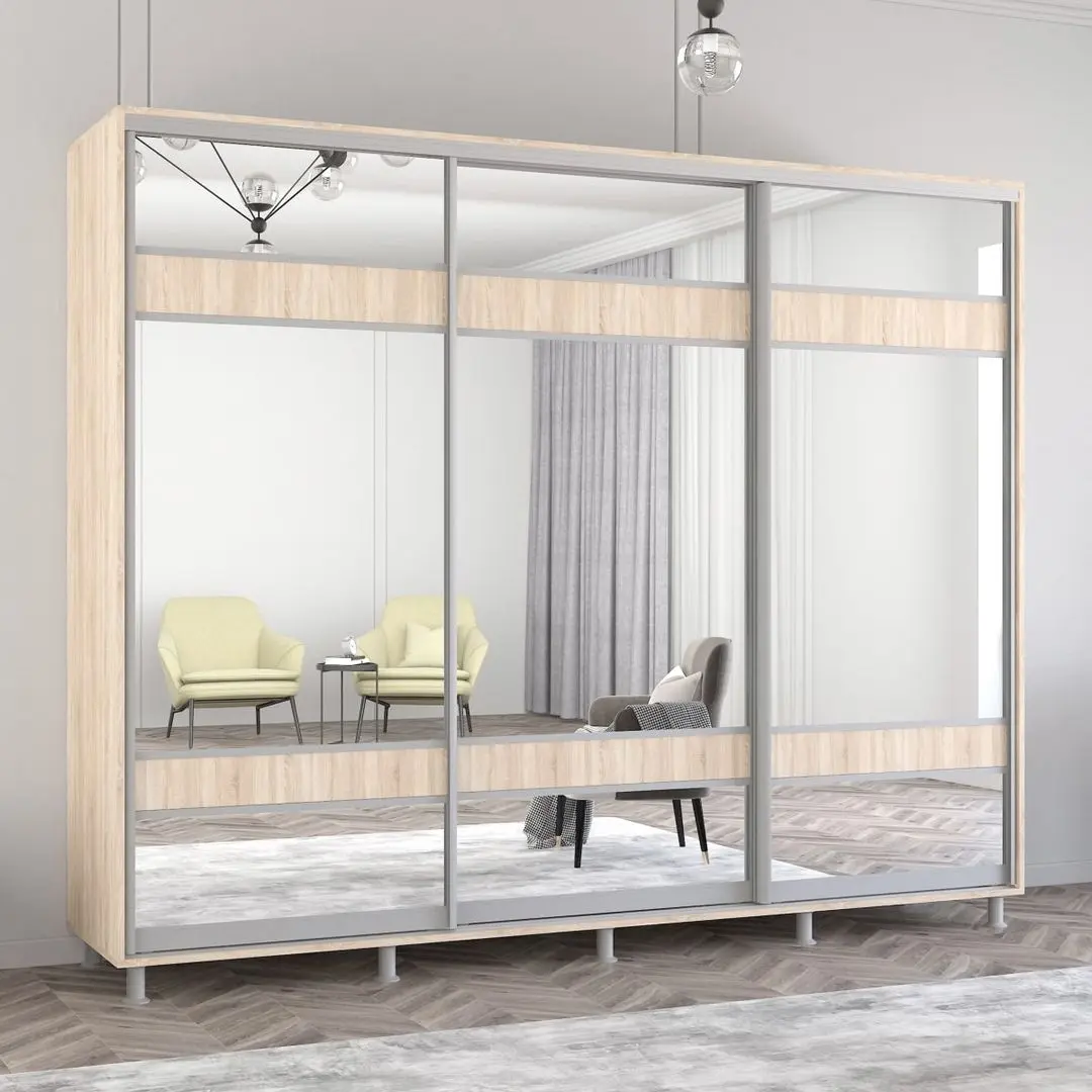 Шкаф-купе Mobildor Aron с зеркалом K3 Zebra 270x240x60 (Sonoma Oak)