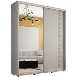 Шкаф-купе Mobildor Compact 1 зеркало/1 ДСП/греческий орнамент 180x220x45 (Gray) Thumb
