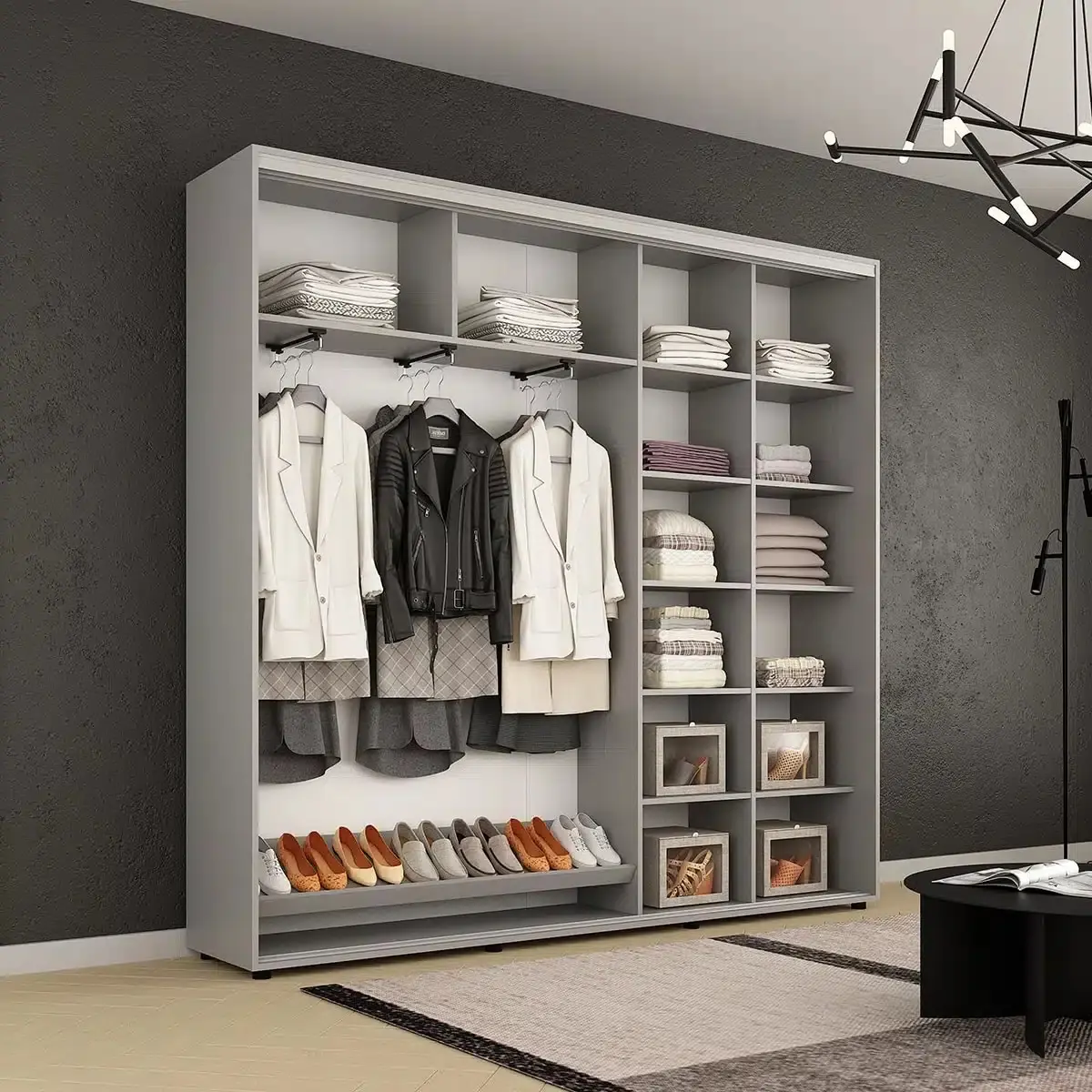 Шкаф-купе Mobildor Compact 1 зеркало/1 ДСП/греческий орнамент 210x220x45 (Gray)