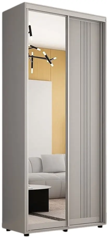 Шкаф-купе Mobildor Compact 1 зеркало/1 ДСП/узор линии 100x220x45 (Gray) - 2