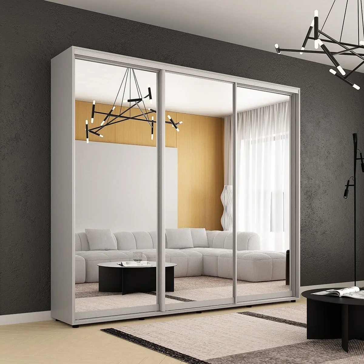 Dulap-cupe Mobildor Compact 3 usi oglinda 270x220x45 (Gray)