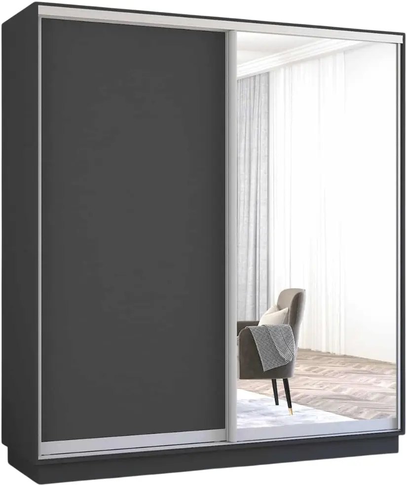 Шкаф-купе Mobildor Fox 1 зеркало/1 ДСП 190x210x60 (Anthracite) - 2