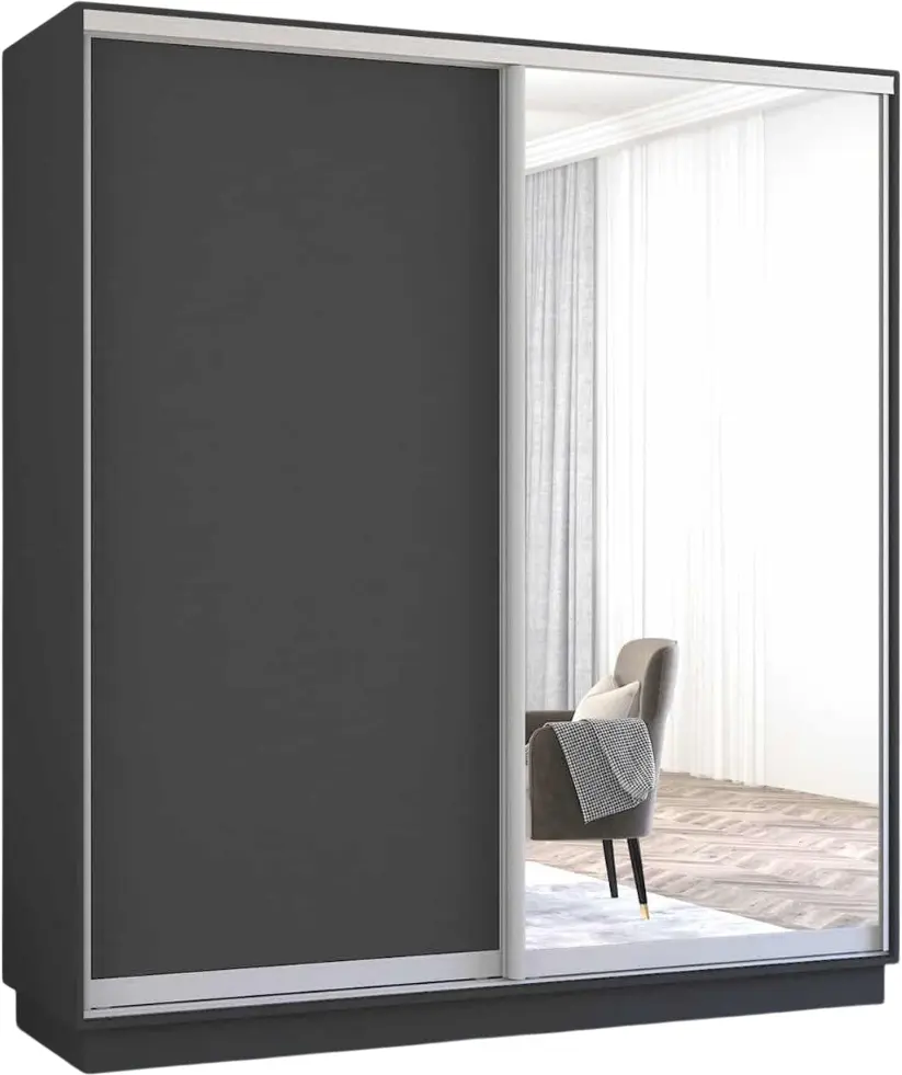 Шкаф-купе Mobildor Fox 1 зеркало/1 ДСП 200x240x60 (Anthracite) - 2