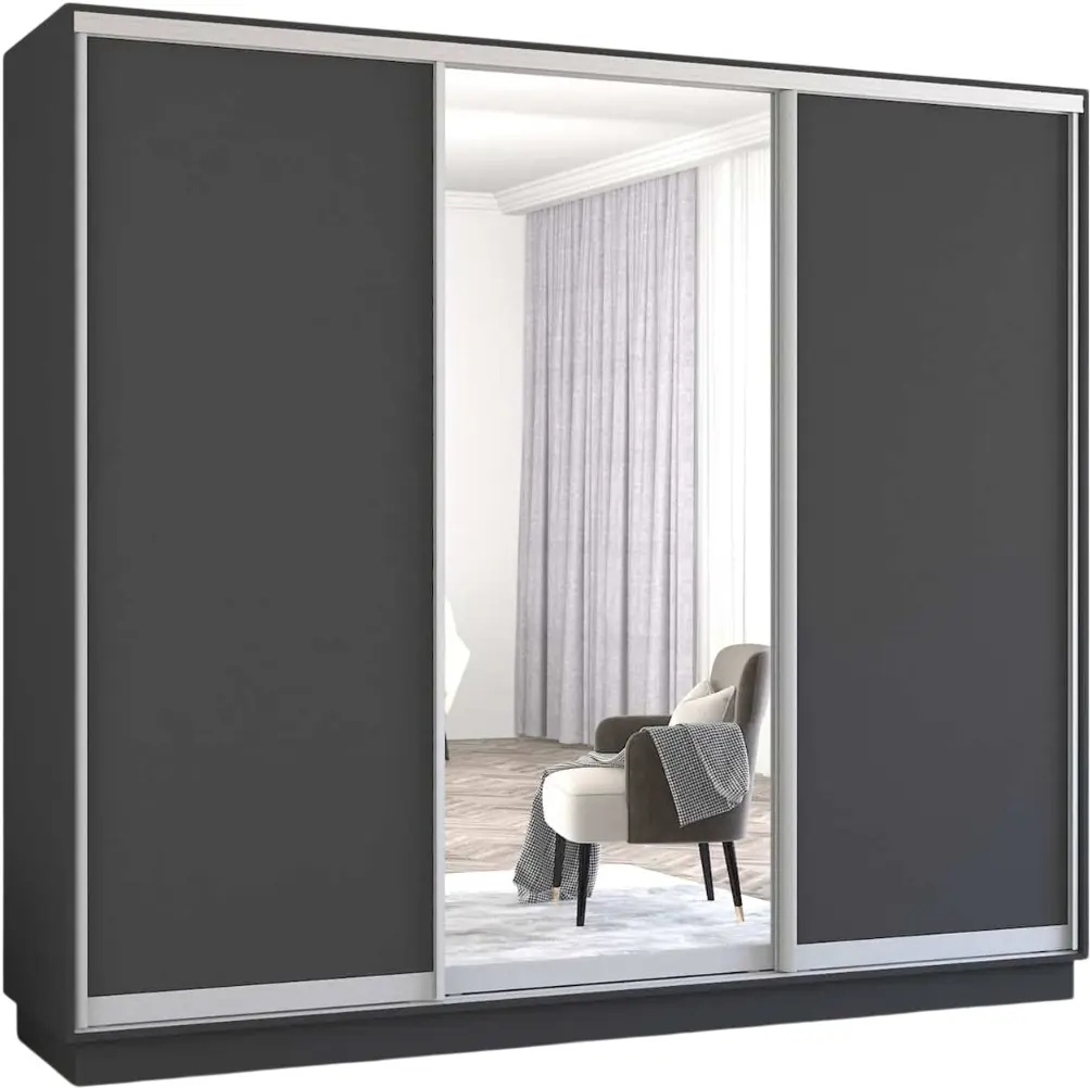 Шкаф-купе Mobildor Fox 1 зеркало/2 ДСП 250x210x60 (Anthracite) - 2
