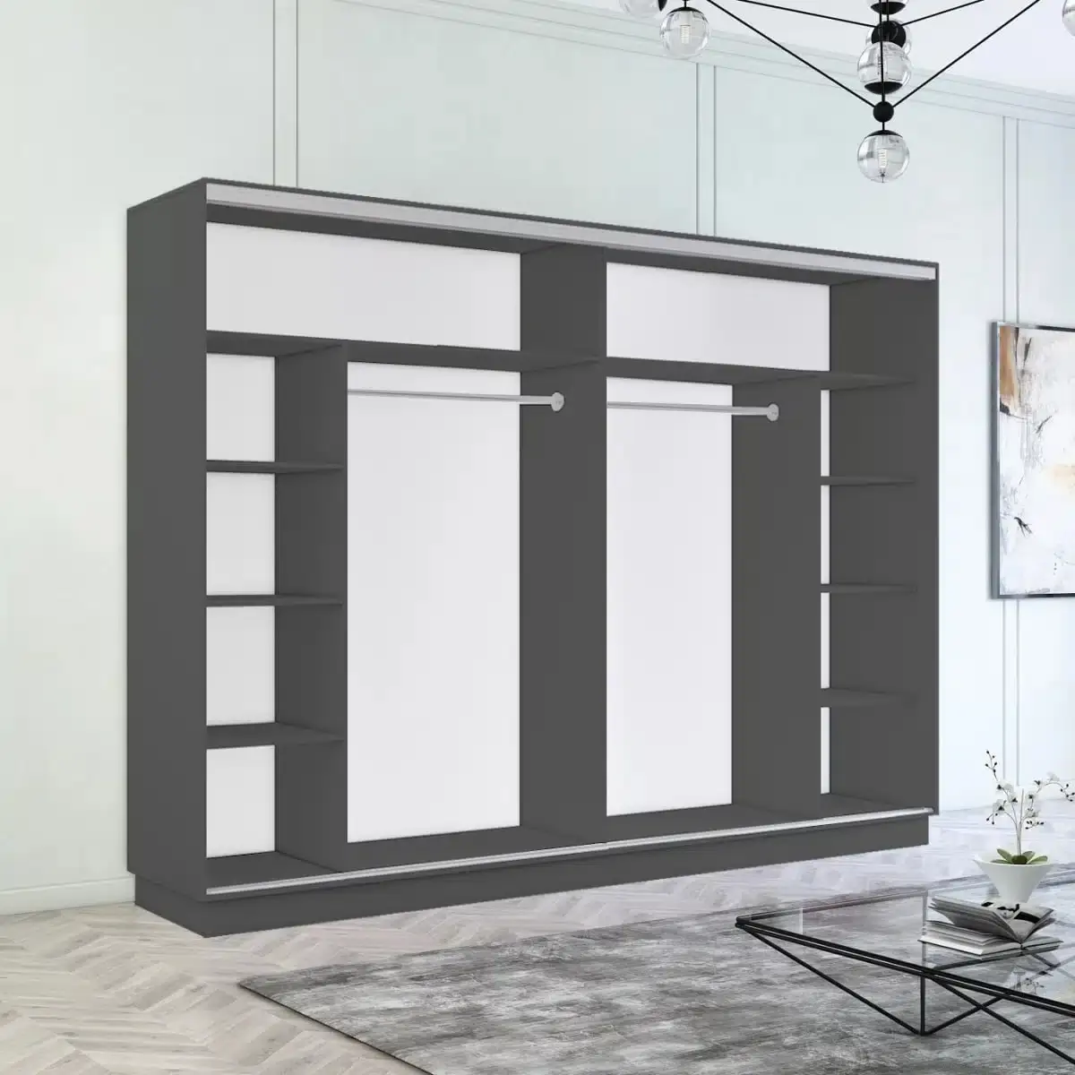 Шкаф-купе Mobildor Fox 1 зеркало/2 ДСП 320x210x60 (Anthracite) - 3