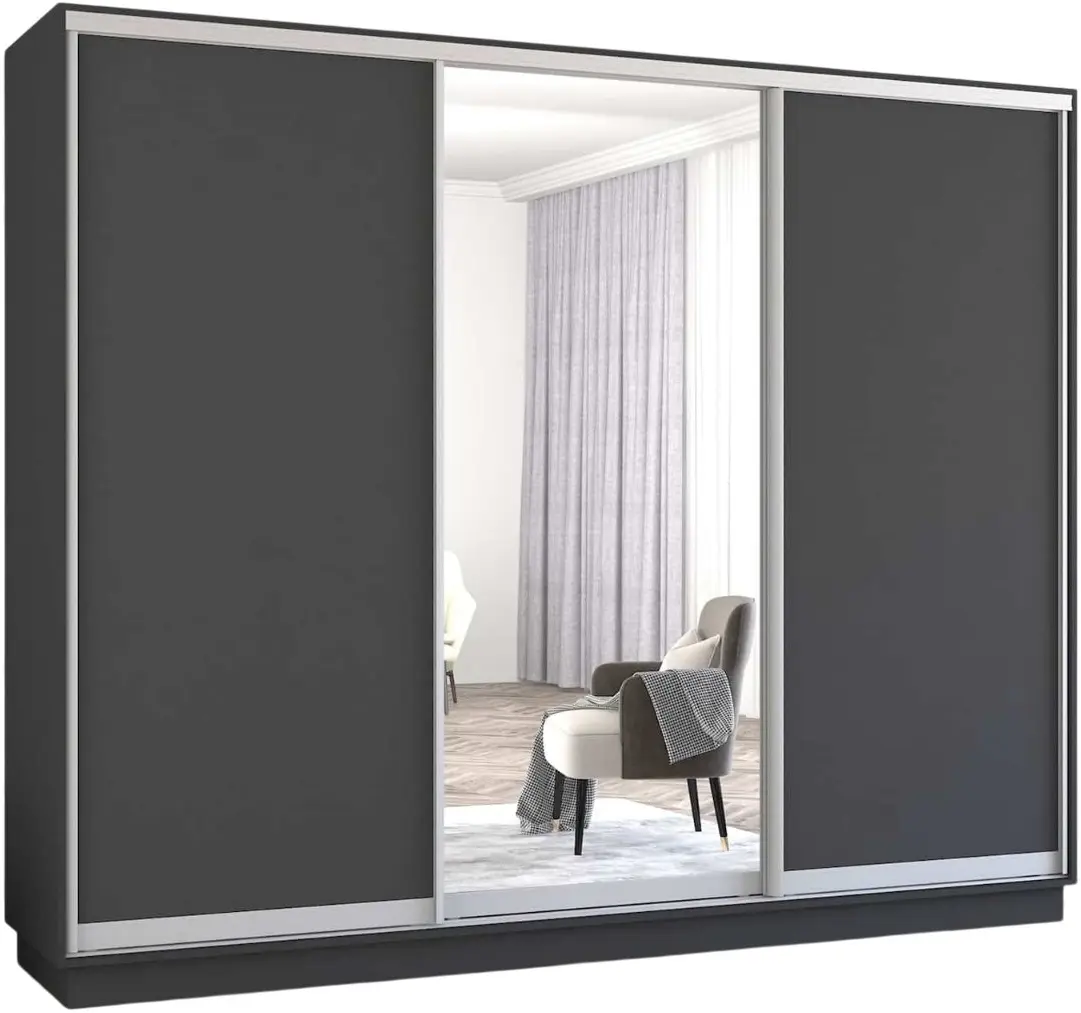 Шкаф-купе Mobildor Fox 1 зеркало/2 ДСП 330x210x60 (Anthracite) - 2