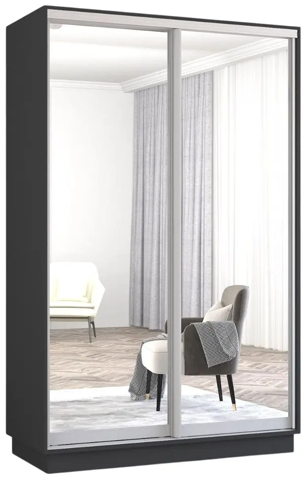 Шкаф-купе Mobildor Fox 2 зеркалa 140x230x60 (Anthracite) - 2
