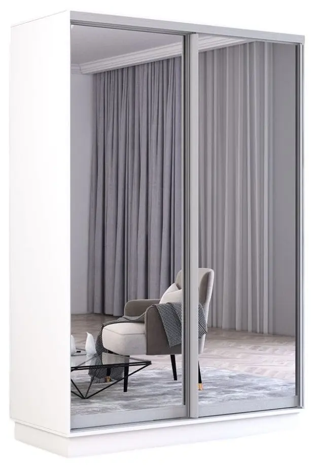 Шкаф-купе Mobildor Fox 2 зеркалa 140x230x60 (White) - 2