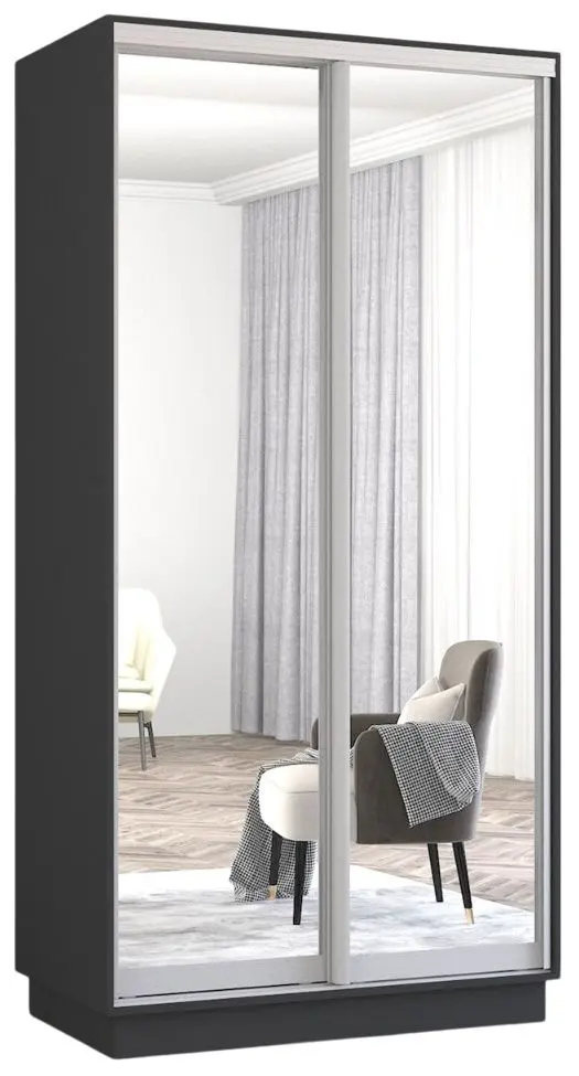 Шкаф-купе Mobildor Fox 2 зеркалa 140x240x60 (Anthracite) - 2