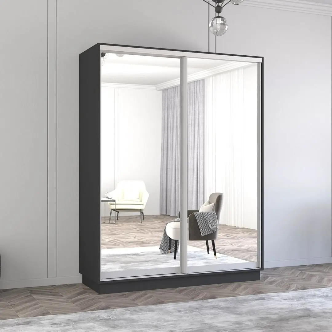 Шкаф-купе Mobildor Fox 2 зеркалa 160x200x60 (Anthracite)