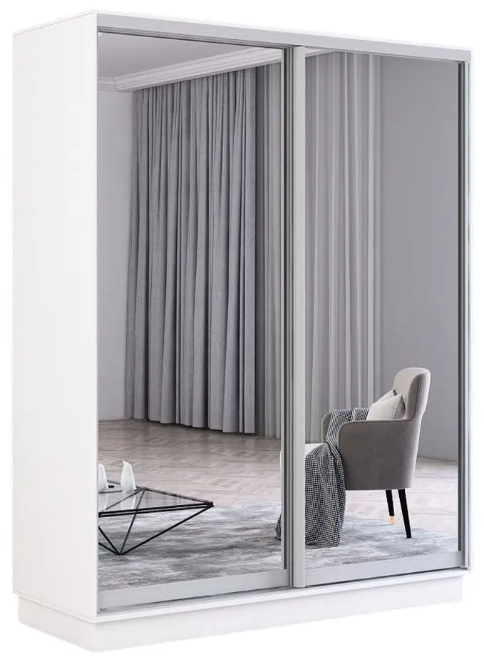 Шкаф-купе Mobildor Fox 2 зеркалa 160x230x60 (White) - 2
