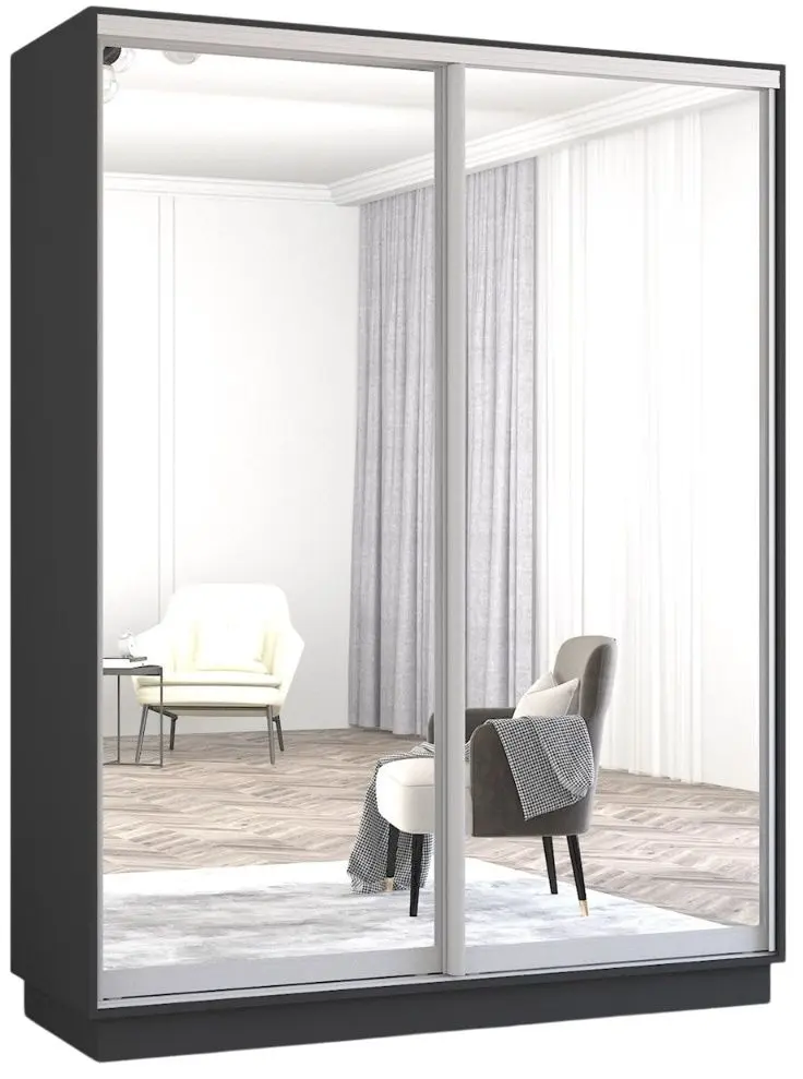 Шкаф-купе Mobildor Fox 2 зеркалa 160x240x60 (Anthracite) - 2