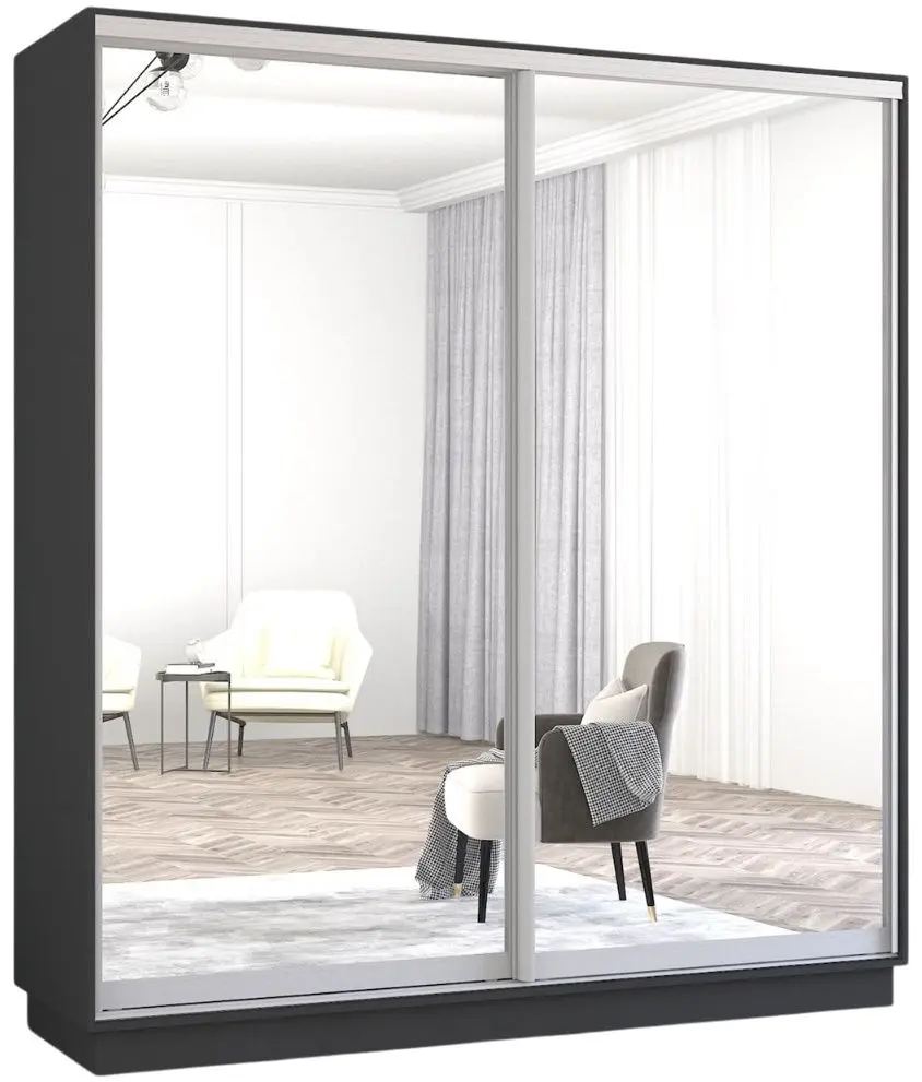 Шкаф-купе Mobildor Fox 2 зеркалa 180x210x60 (Anthracite) - 2