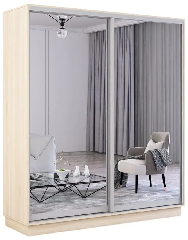 Шкаф-купе Mobildor Fox 2 зеркалa 180x220x60 (Sonoma Oak) - 2
