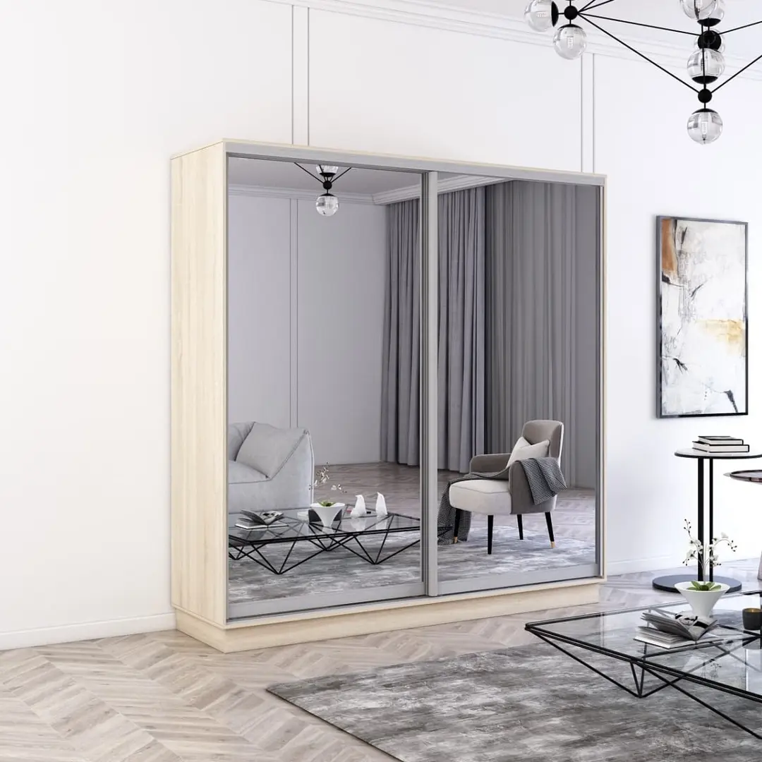 Dulap-cupe Mobildor Fox 2 usi oglinda 200x220x60 (Sonoma Oak)