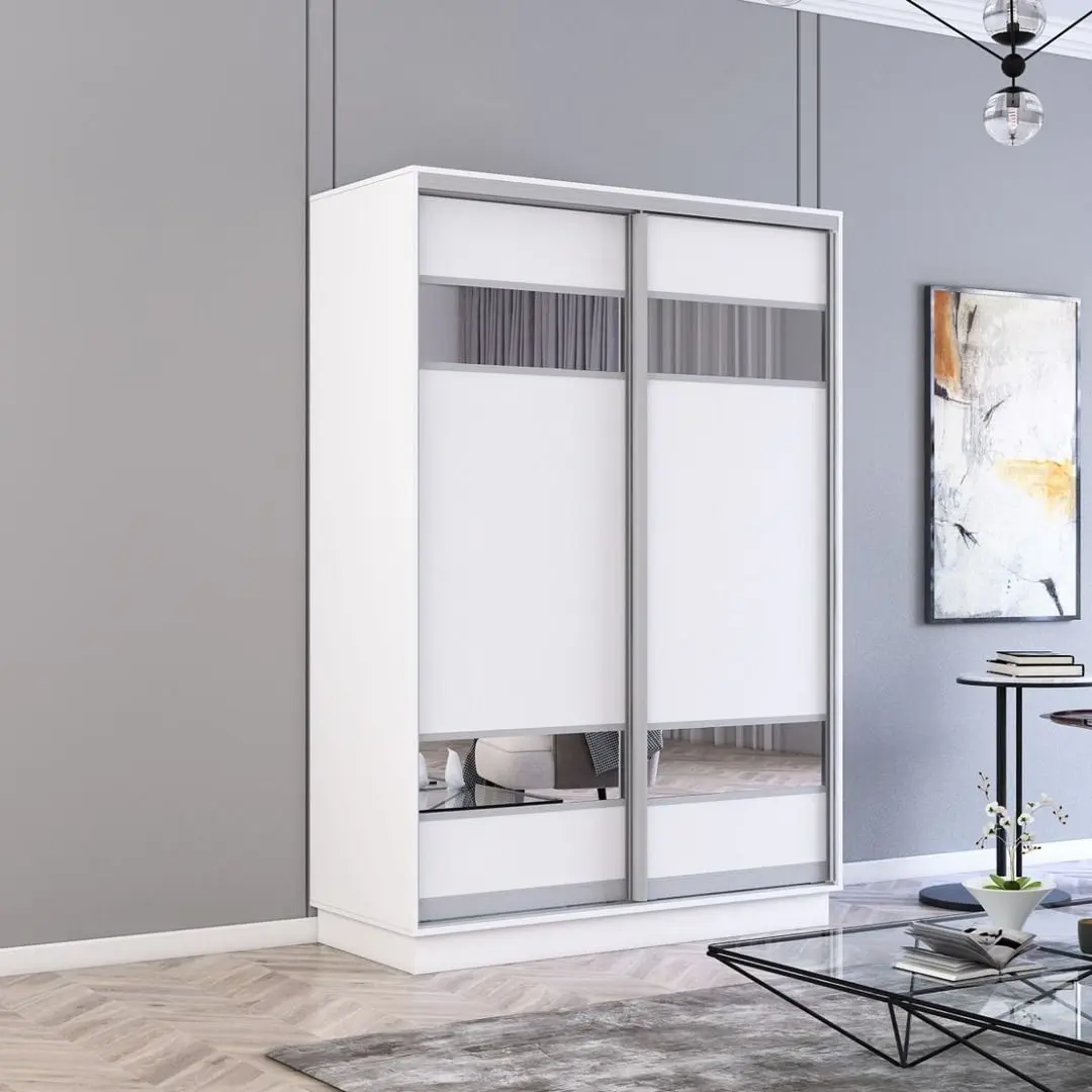 Шкаф-купе Mobildor Fox 2D ДСП/зеркальные элементы 130x220x60 (White)