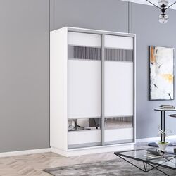 Шкаф-купе Mobildor Fox 2D ДСП/зеркальные элементы 130x240x60 (White)