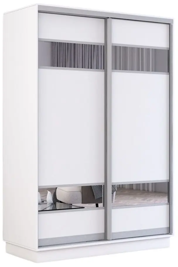 Шкаф-купе Mobildor Fox 2D ДСП/зеркальные элементы 130x240x60 (White) - 3